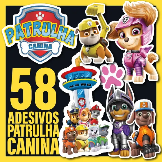 🐾 Cartela com 50 Adesivos Patrulha Canina – Personagens Fofos! | Tamanho 4 a 6 cm | Envio Rápido!