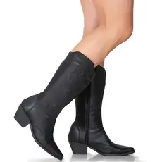 Bota Texana Feminina Cano Alto Salto Médio Western Bordada