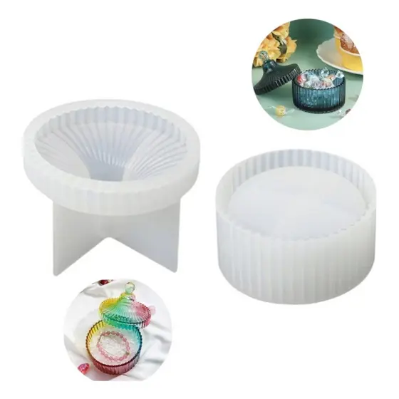 Molde De Silicone Pote Porta-Joias/Velas Gesso Cimento Ronzan
