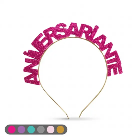 Tiara Aniversariante EVA Glitter Luxo - Arco de Cabelo Para Festa e Fotos - Várias Cores