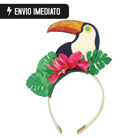 Tiara de Festival Tucano com Glitter Acessório para Fantasia Aniversário