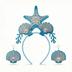 Tiara Arco Sereia Fundo do Mar com Glitter Acessório Fantasia Carnaval