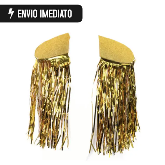 Ombreira Dourada com Franjas Metalizadas Brilho Acessório Fantasia Festival