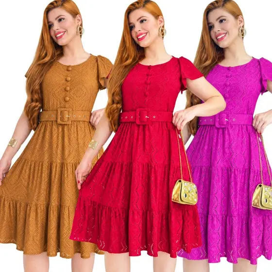 VESTIDO FEMININO TRÊS MARIAS LUXO COM EXCLUSIVO CINTO AJUSTÁVEL NA MALHA LAISE COM ELASTANO