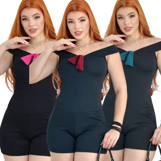 Macaquinho Feminino Sensual e Elegante – Curto Justo Tendência do Momento