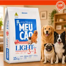 Ração Cães/Cachorro Light Carnes Nobres 3 Benefícios 15Kg - Meu Cão Prime Light