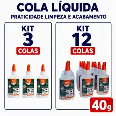 Kit Cola LÍQUIDA 40 g Leo e Leo para Material Escolar Colagem Perfeita Não Tóxico Papel Cartolina