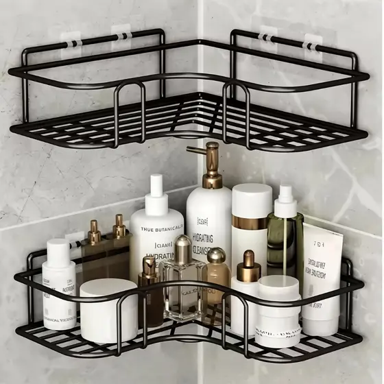 Suporte Organizador De Metal Rack De Parede Banheiro Cozinha Prateleiras Porta Shampoo
