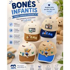 Boné Infantil Criança Menino Com Personagem 3D Sports