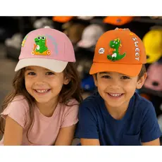Boné Infantil Criança Dinossauro 3D Ajustável Criança 2 a 8 Anos