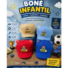 Boné Bebê Infantil Fofo Com Orelhinhas Ajustável 0 a 2 Anos