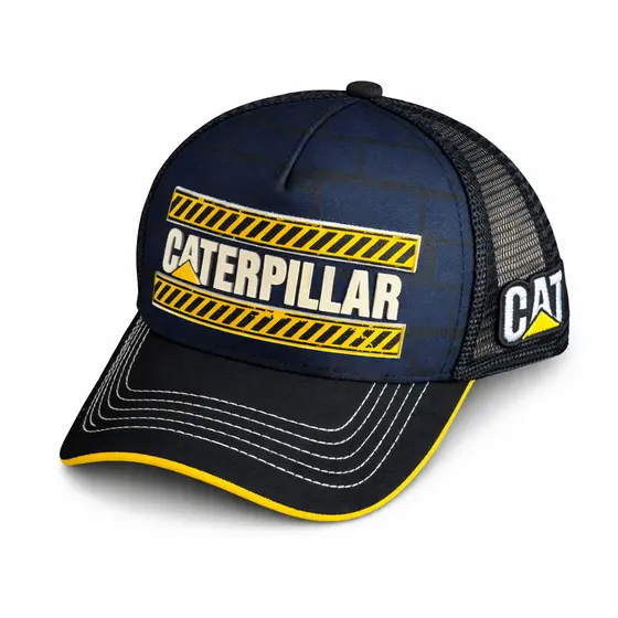 Boné Estilo CATerpillar Azul Marinho Trucker Aba Curva Regulavel