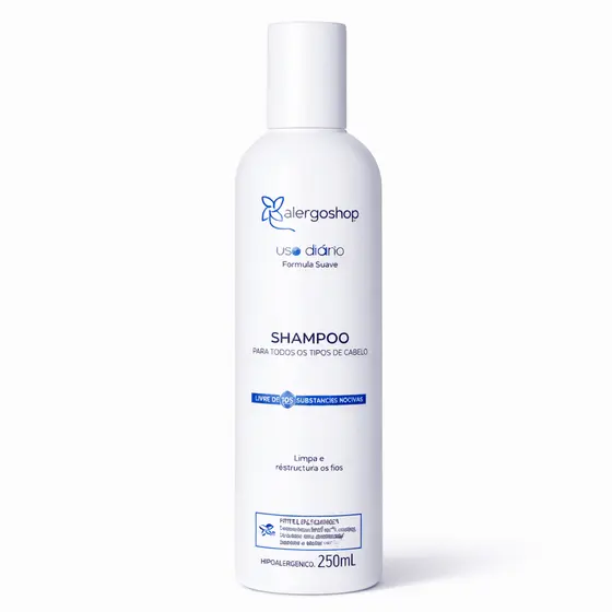 Shampoo Hipoalergênico Para Todos os Tipos de Cabelos Uso Diário 250ml - Alergoshop