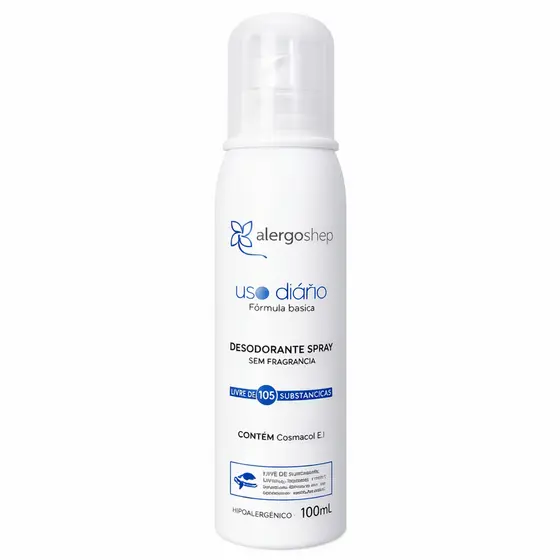 Desodorante Spray Hipoalergênico Sem Fragrância 100ml Uso Diário Alergoshop