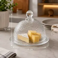 Prato para Doces Mini Queijeira de Vidro 14x10 Martelado | Elegância para Servir e Conservar