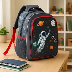 Mochila Astronauta Escolar Menino Infantil 40x35 Grande 16"' Creche Primeira Infância
