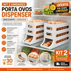 Kit Porta Ovos Dispenser 4 Andares – Rolagem Automática para até 30 Ovos Resistente para Geladeira
