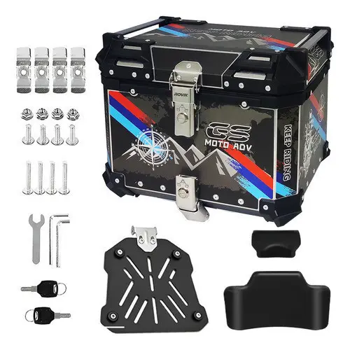 Baú  Moto Top Case Traseiro 45 L + Base + Encosto Big Trail