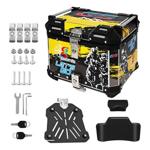 Bauleto 45L Liga Alumínio Reforçado Base Fixação Universal Trava Antifurto para Motocicleta