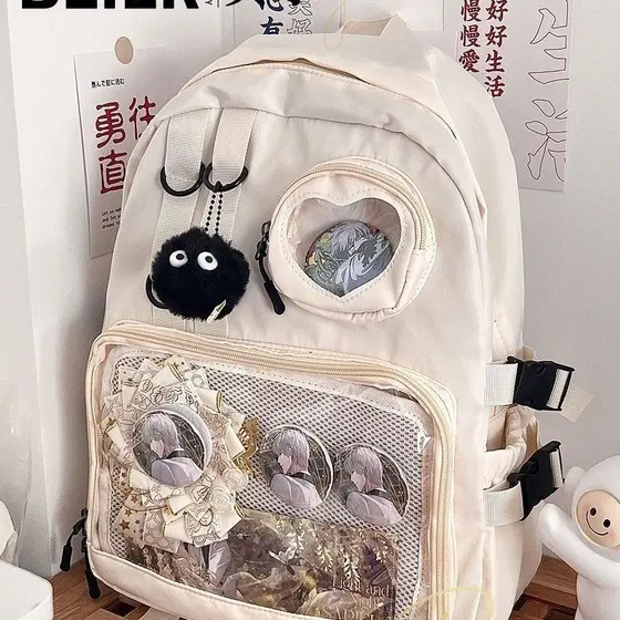 Mochila Japonesa Transparente, Mochila de Grande Capacidade para Estudantes, Mochila Escolar Simples Z7XM