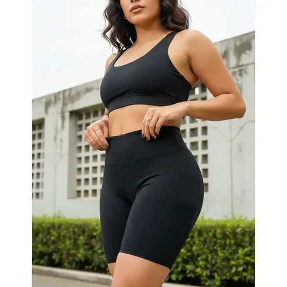 Bermuda Short Academia Feminino Juvenil Ártemis Top Fitness Preto