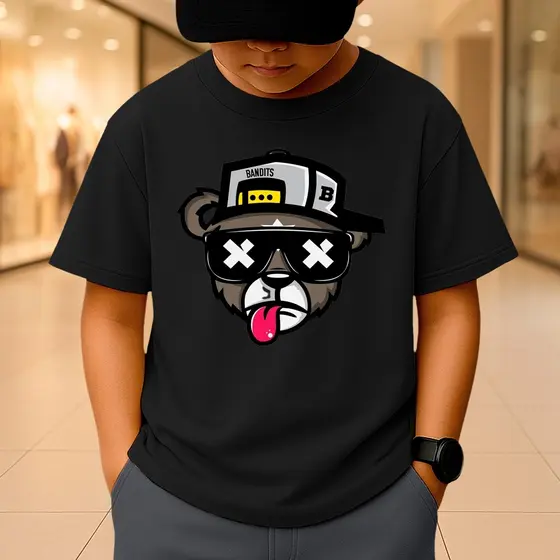 Camiseta Infantil Kids Urso X Boné Manga Curta 100% Algodão