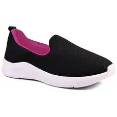 Tênis Feminino Casual Slip On Preto Sem Cadarço Super Confortável