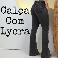 Calça Feminina Com Lycra Flare Boca de Sino Jeans Cintura Alta Com Elastano Levanta Bumbum