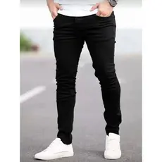 calça jeans masculina larga preta