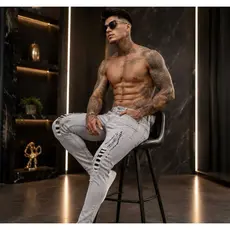 calça jeans masculina jogador cinza -1