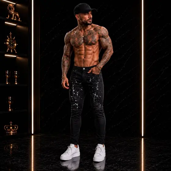 calça masculina jogador preta -1