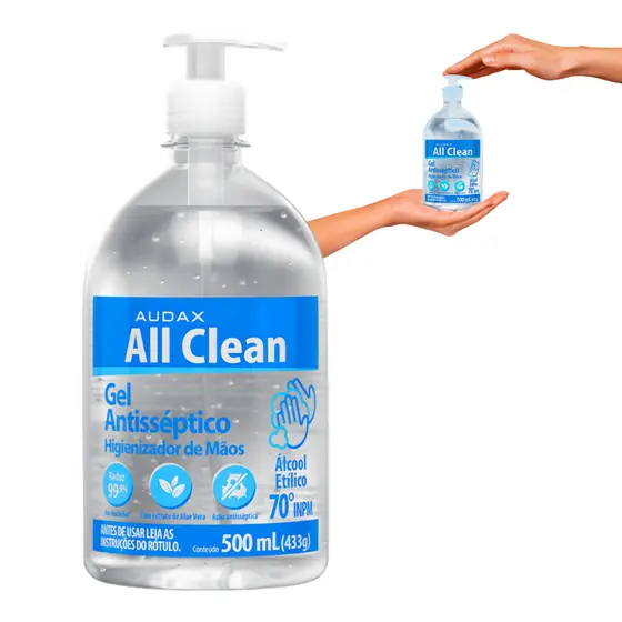 Álcool gel Antisséptico 70º All Clean Com Extrato Aloe Vera - 500ml