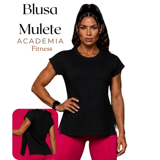 Blusa Fitness Feminina Mulete Dry Fit Academia Treino Leve Respirável Conforto Camiseta Fitness Feminina Mulete