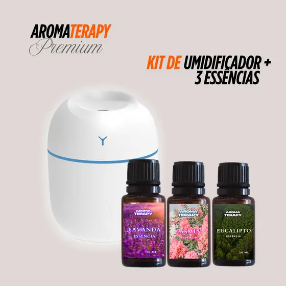 Kit Umidificador Aromatizador com 3 Essências Hidrossolúvel | Difusor Modelo Egg 200ml | Essências Aromatizantes 20ml