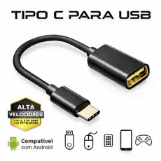 Cabo Adaptador OTG USB para tipo C Conecta Mouse Teclado Pen Drive