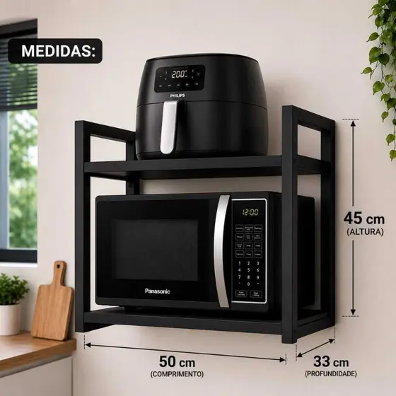 Suporte Microondas Air Fryer Forninho Impressora Prateleira de parede 2 andar MULTIUSO