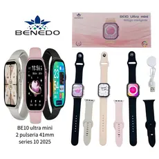 Smart Watch BE10 Ultra mini 38mm  2 Pulseiras Esporte BPM GPS inteligente musica Faz Recebe Chamada