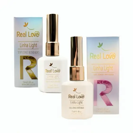 BASE EM GEL  INTENSO + TOP COAT BLINDADO REAL LOVE - LINHA LIGHT 15ML