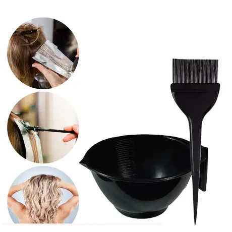 Kit Tigela Graduada 450ml + Pincel para Tintura de Cabelos Santa Clara