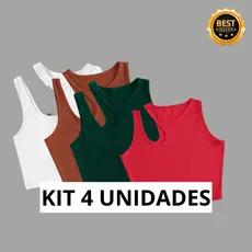 KIT Com 4 Cropped Blogueira Top Com 2 Alças