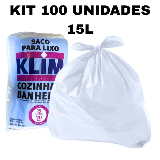 Saco de Lixo Branco Reforçado Hospitalar Clínica 100 Unidades Resistente