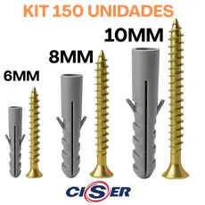 Kit 150 Buchas Com Parafusos Philips Para Fixação Parede Alta Qualidade Ciser