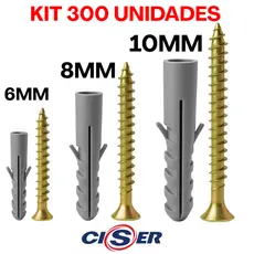 Kit 300 Buchas e Parafusos Chipboard Philips 6mm Até 10mm Alta Qualidade Ciser