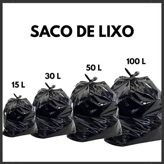 Saco de Lixo 100 Unidades Reforçado Tamanhos Variados Resistente Para Escritório