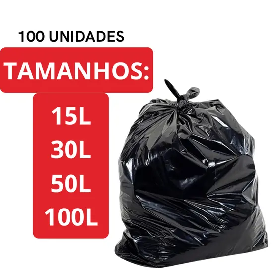 Saco De Lixo 100 Unidades Reforçado Para Sala Escritório Vários Tamanhos