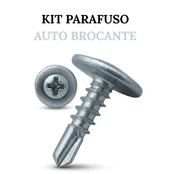 Kit Parafuso Auto Brocante Flangeado Para Parede Fixação 42x13mm