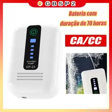 Bomba De Ar De Oxigênio Para Aquário Bateria De Recarregável Bomba Compressor De Ar Oxigenador Portatil