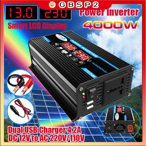 Inversor De Carro Digital Solar 12v-110v / 220v 4000w Com Usb Pronta Entrega