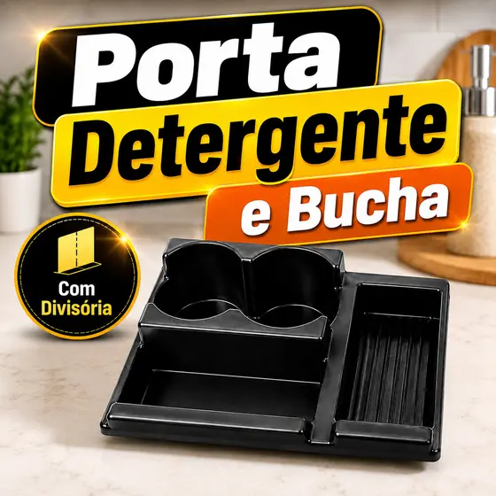 Porta Detergente com Dispenser Organizador de Pia Porta Esponja Bucha Cozinha Compacto Multiuso