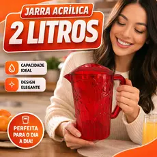 Jarra Acrílica 2L 3 Cores Reforçada Tampa Prática Servir Suco Água Bebidas Cozinha Geladeira